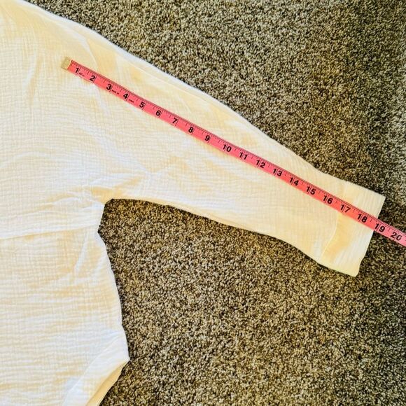 Cato Womans Plus Size Portofino Peasant White Button Down Collar V Neck SZ 18-20 - Picture 4 of 10